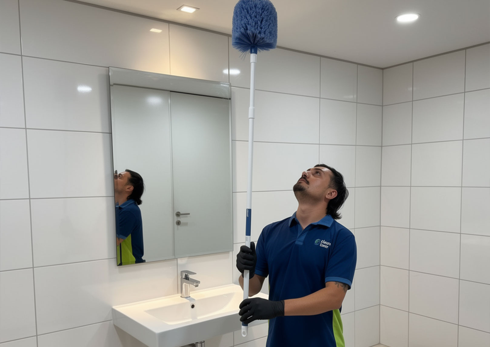 office cleaners cleaning desks