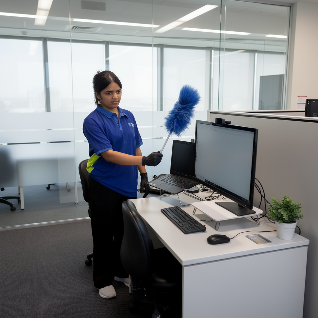 commercial cleaning equipment in use